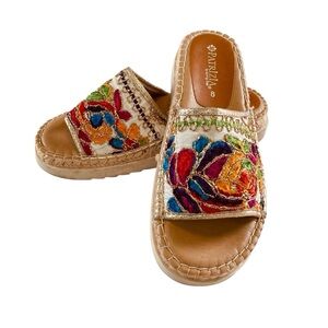 Patrizia Spring Step Chill Ebroidered Espadrille Slides Ivory/Multi/Gold Size 8
